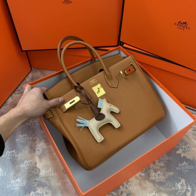 高仿Hermes愛馬仕棕色扣Birkin鉑金包TOGO皮
