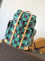 高仿LV路易威登N40564綠色格Christopher雙肩包