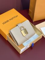 高仿錢包LV路易威登 M12408 杏色Portfoille Locky 短夾
