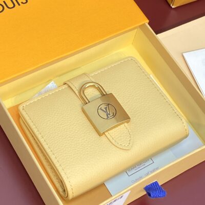 復刻錢包LV路易威登M12408淺黃色Portfoille Locky 短夾