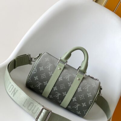 原單LV路易威登M46271黑花Keepall 25手袋枕頭包