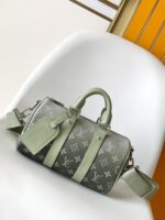 原單LV路易威登M46271黑花Keepall 25手袋枕頭包