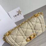 Dior 迪奧精品仿製 Caro 米白羊皮金扣鏈條包