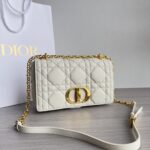 Dior 迪奧復刻版 Caro 奶油白羊皮金扣鏈條包