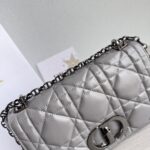 Dior 迪奧復刻版 Caro 灰銀羊皮鏈條包