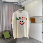 GUCCI 奶油白微笑T恤古馳精品仿製彩色Logo原單短袖上衣