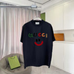 GUCCI 彩色微笑臉T恤｜古馳原單復刻｜黑色潮流短袖上衣
