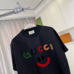 GUCCI 彩色微笑臉T恤｜古馳原單復刻｜黑色潮流短袖上衣