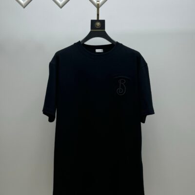 Burberry黑色短袖推薦簡約百搭Logo T恤一比一精品仿製高磅純棉上衣