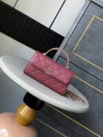 Chanel 頂級原單 Mini菱格手提小包 酒紅色鏈條翻蓋斜背包