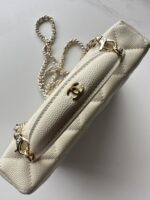 香奈兒 Vanity Case 象牙白斜背手提包精品仿製荔枝皮