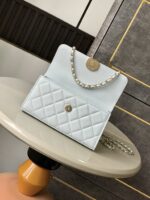 香奈兒 mini top handle 湖水藍｜一比一復刻 菱格鍊條小香包