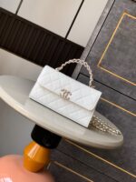 香奈兒 mini top handle 奶油白｜精品仿製 菱格手提鍊條包