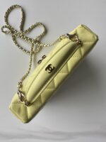 香奈兒 Vanity Case 香檸黃手提斜背包高仿精品 荔枝皮革