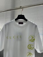 GUCCI 螢光標誌街頭白色T古馳頂級亮綠GG滑雪人短袖上衣
