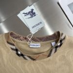 Burberry 經典格紋圓領T恤卡其色簡約百搭高仿精品原單短袖