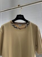 Burberry 經典格紋圓領T恤卡其色簡約百搭高仿精品原單短袖