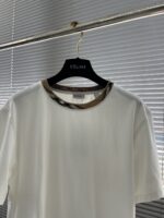 Burberry 經典格紋圓領T恤白色簡約百搭高仿精品原單短袖