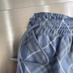 Burberry 淺藍格紋短褲夏季男士休閒褲精品一比一復刻