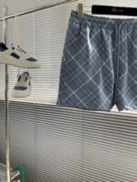 Burberry 淺藍格紋短褲夏季男士休閒褲精品一比一復刻