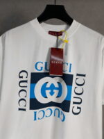 頂級原單 GUCCI海軍藍拼接Logo印花短T夏日潮搭必備款