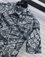 Dior 巴黎地圖印花連衣裙復刻版短袖收腰長裙 高級感仙氣飄逸款