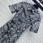 Dior 巴黎地圖印花連衣裙復刻版短袖收腰長裙 高級感仙氣飄逸款