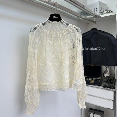 Dior 迪奧復刻版蕾絲上衣 限量法式浪漫 杏色內搭吊帶設計感超仙