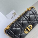 Dior 迪奧高仿 Caro 黑色羊皮金扣鏈條包