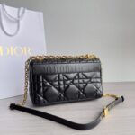 Dior 迪奧高仿 Caro 黑色羊皮金扣鏈條包