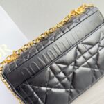 Dior 迪奧高仿 Caro 黑色羊皮金扣鏈條包
