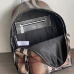 Burberry 深棕格紋後背包尼龍拼皮款英倫風精品復刻版