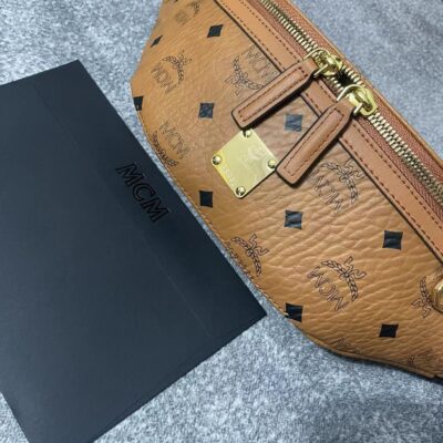 MCM Stark Visetos 棕色經典印花腰包頂級復刻秋冬新款斜背包迷你