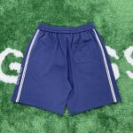 GUCCI 雙條紋運動短褲古馳高仿A貨深藍彈性休閒短褲