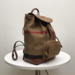 Burberry格紋帆布拼皮後背包頂級英倫風百搭書包8011155