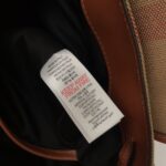 Burberry格紋帆布拼皮後背包頂級英倫風百搭書包8011155