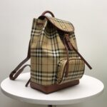 Burberry 米色格紋拼皮後背包復古英倫風原單高仿款8011155