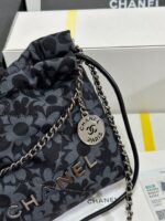 香奈兒 AS3980花卉刺繡印花垃圾袋Mini肩背包可拆肩帶復古風高仿精品
