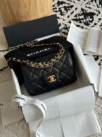 Chanel雙鏈條方胖子菱格紋魚子醬牛皮包精品仿製人氣款AS5239