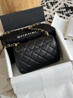 Chanel雙鏈條方胖子菱格紋魚子醬牛皮包精品仿製人氣款AS5239