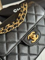 Chanel雙鏈條方胖子菱格紋魚子醬牛皮包精品仿製人氣款AS5239