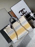 香奈兒 AS66941 杏黃色母子沙灘帆布包高端定製原單牛皮手柄