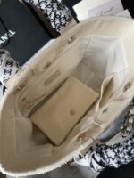 香奈兒 AS3257 杏藍色沙灘帆布包2025早春新款精品仿製休閒托特包