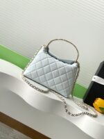 CHANEL 精品仿製冰川藍金屬手提包 鏈條斜背可肩背菱格包