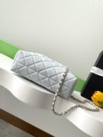 CHANEL 精品仿製冰川藍金屬手提包 鏈條斜背可肩背菱格包