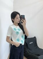CHANEL A貨花朵刺繡針織上衣 夏季新款雙C圖騰 典雅細節質感爆棚