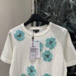 CHANEL A貨花朵刺繡針織上衣 夏季新款雙C圖騰 典雅細節質感爆棚