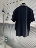 Burberry高仿黑色格紋領Polo衫推薦男款純棉短袖