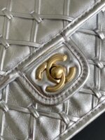 CHANEL 香奈兒原單貨CF編織鏈條包 銀色秀場新款 菱格小香包AS4797