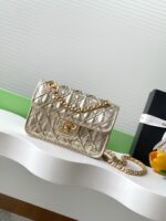 CHANEL 香奈兒復刻CF編織鏈條包金色秀場新款菱格小香包AS4797